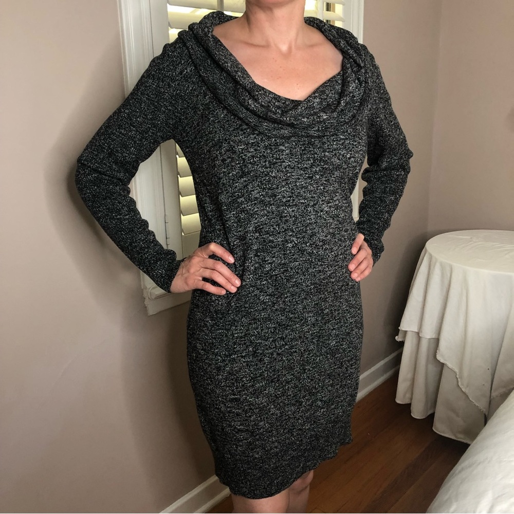 4 LEFT XS-L Acrylic Sexy Black & Gray Knit Sweater Dress